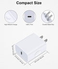 20W USB C Fast Charger Block With PD 3.0 For iPhone And iPad, compact size with USB C port and metal plug