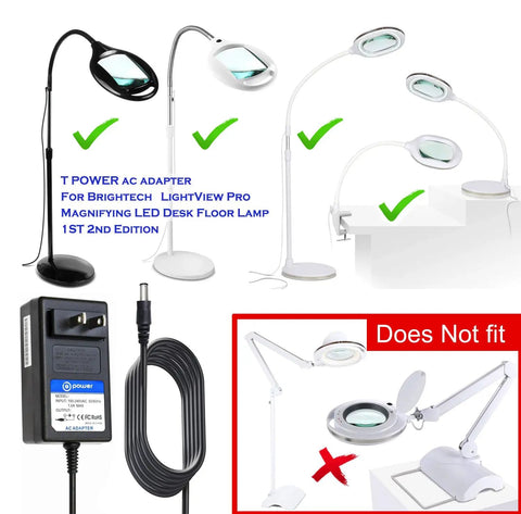 19V Power Adapter Charger for BrightTech LightView Pro XL 8061LED LTVEWFL JC484 Clamp Reading Magnifier Floor Lamp