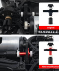 Steel Spur Gear Set 63T 64T 66T 71T Beefed Up High Speed Gear Set For TT02 Series RC Cars, before and after installation comparison