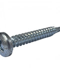 Heavy Duty Self Drilling Drywall Anchors With Screws For No Sweat Quick Snap Installation Into Hollow Walls Perfect For Hooking Up TVs And Bulky Shelves Pack Of Four - Close-up of a silver screw with a flat head.