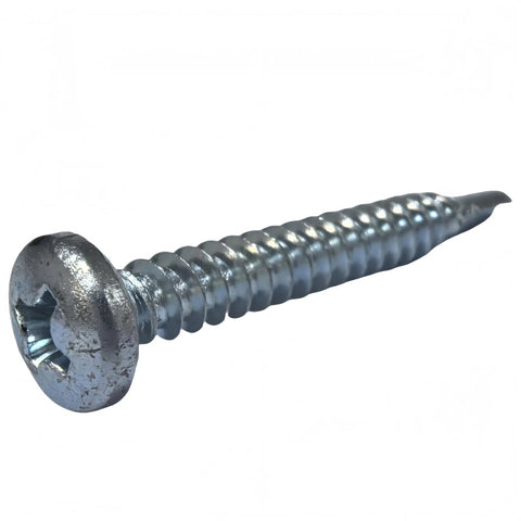 Heavy Duty Self Drilling Drywall Anchors With Screws For No Sweat Quick Snap Installation Into Hollow Walls Perfect For Hooking Up TVs And Bulky Shelves Pack Of Four - Close-up of a silver screw with a flat head.