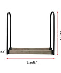 Heavy Duty Firewood Log Rack Kit With Adjustable Bracket For Indoor Or Outdoor Use, Black Powder Coated Steel, 42 Inch Tall