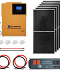 Beast Mode Home Solar Kit 4.68KWh With 1200W 48V Lithium Battery And Inverter, showing panels and components