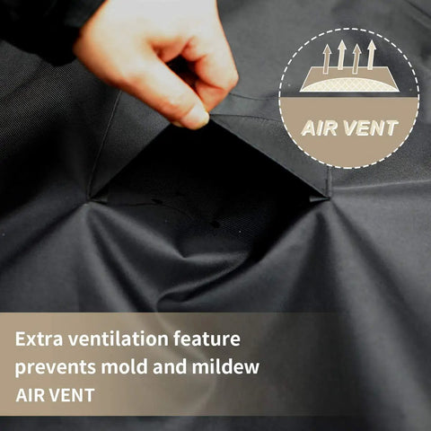 All Weather Yard Saver Swing Cover For Three Seaters And Garden Hammocks showing air vent for mold prevention