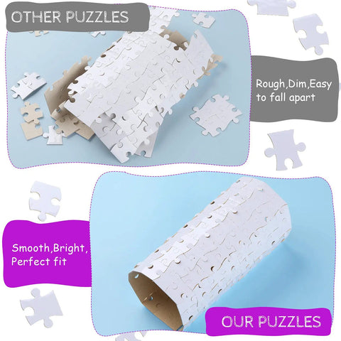 Comparison of rough and smooth surfaces of Three Set Sublimation Puzzle Blanks Bundle With 360 Pieces A4 Jigsaw DIY Puzzles