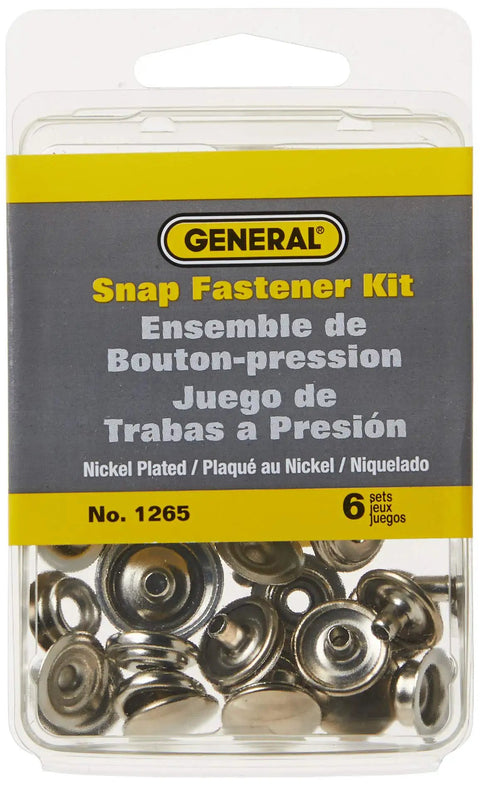 Front view of Snap Fastener Kit With Six Durable Snaps And A Two Piece Setting Tool For Easy Clothing And Leather Closures