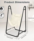 U Shaped Stand Hammock Chair With Cotton Swing Seat And Side Pocket, Heavy Duty Metal Frame For Indoor Outdoor Use dimension view
