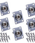 Top Tier Six Piece Square Output Jack Plates For Electric Guitar And Bass Setup Quarter Inch Mono Jack Hardware Silver Finish solid metal plates with screws.