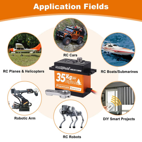 HobbyPark 35Kg waterproof digital servo motor with orange aluminum shell