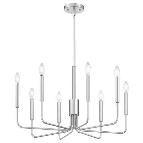 8 Light Rustic Industrial Chandeliers With Brushed Nickel Finish For Dining Room Living Room Kitchen Island And Foyer Candle Style Ceiling Light Fixture That Delivers Warm Ambience Durable Metal Build Easy Install Dope Modern Farmhouse Look