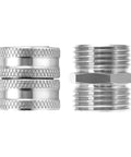 Four Pack Garden Hose Adapters Kit Three Quarter Inch Stainless Steel Double Male and Double Female Swivel Connectors With Washers For Leak Free Water Hose Setup double male and female adapters