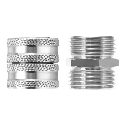 Four Pack Garden Hose Adapters Kit Three Quarter Inch Stainless Steel Double Male and Double Female Swivel Connectors With Washers For Leak Free Water Hose Setup double male and female adapters