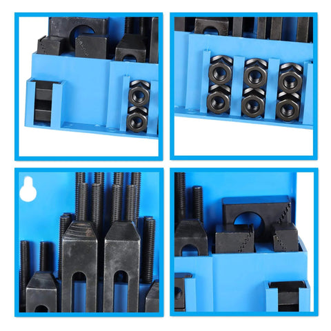 58 Piece T Slot Clamping Kit Pro Series 1/2 Inch T Slot Step Hold Down Clamps Set With 3/8-16 Studs For Milling And Machining Fixtures