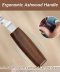 Ergonomic ashwood handle of a Rugged Reliable Hook Knife With Leather Sheath For Wood Carving Sweet Precision Spoon And Bowl Gouge Kit.