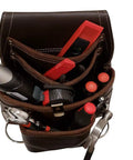Oil Tanned Leather Tool Pouch Bag For Carpenters And Handymen With 10 Pockets And 2 Hammer Holders 100 Percent Leather Dark Brown Pro Grade