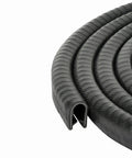 Large U Edge Trim Seal With Internal Clips For Auto And Home, 0.656 Inch U Height, flexible black material, coiled view