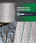 Beefy Heavy-Duty PolyDac Rope For Industrial Fall Protection And Outdoor Gear, Triple-Strand, White, Spool and Tree Work Use