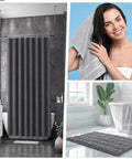 Totally Must-Have 4 Piece Bathroom Accessories Set With Waffle Shower Curtain And Chenille Bath Mat, 2 Absorbent Towels, 8 Sturdy Hooks