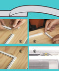Heavy Duty Window Screen Tension Spring Corner Clips For Easy Snap In Of Sliding Screens In Aluminum Channels Safe And Secure One Quarter Inch Wide Two And Three Quarter Inch Long Pack Of Thirty. Close-up of installation steps.