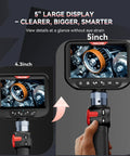 Ultra Slim 3mm Two-Way Articulating Borescope Endoscope Camera With Light, HD display showing engine, flexible stainless steel scope
