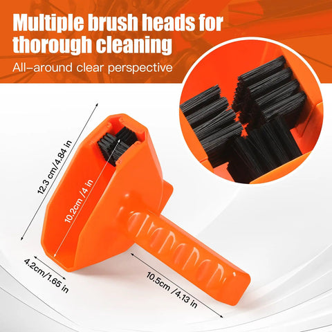 Orange bike chain cleaner with brush heads for 11-18T rear pulleys, multiple brush angles, Soak Action Bike Chain Cleaner That Delivers Deep Clean In Minutes, No Assembly, Ready To Use, All In One MTB And Road Bike Chain Cleaner For Quick, Mess Free Maintenance