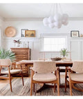 Bubble Glass Chandelier White Ball Suspension Pendant Lamp Hanging Light for Living Room Bedroom Home Decor,Modern above a dining table.