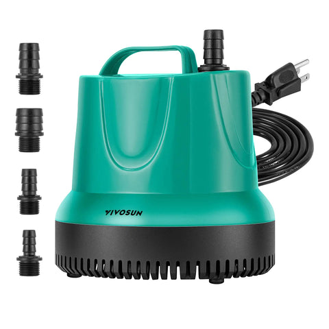 Powerful Submersible Pump For Fish Tanks Ponds Aquariums And Hydroponics 850 GPH Flow 60W 110 120V 5ft Cord Four Nozzles Blue