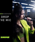 Performer with SM58 LC Dynamic Vocal Microphone For Live Gigs And Studio Sessions, Handheld Cardioid XLR Mic, black.