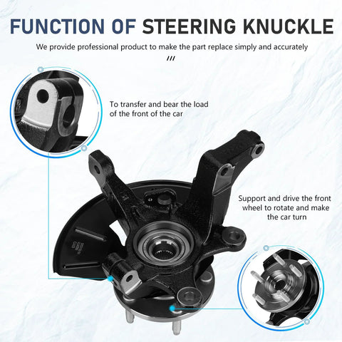 Front Left Steering Knuckle And Wheel Bearing Hub Assembly Fits Ford Escape 2005-2012, function with load support and rotation details