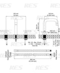 Diagram of Matte Black Widespread Bathroom Faucet, 8 Inch Three Hole Modern Vanity Sink With Two Handles, Solid Brass Construction, Includes Supply Hoses