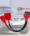 16 Plus 32 Pin Bypass Cable For Nissan Sylphy B18 Connector Gateway Adapter in front of a Nissan car