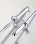 Pro Grade Aluminum Blind Rivets Kit With Aluminum Grip And Steel Mandrel Set 80 Piece Fasteners Pack For Home DIY Projects Durable Corrosion Resistant Aluminum Rivets For Indoor And Outdoor Use, close-up of rivets