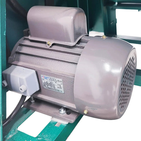 Heavy Duty Electric Drum Polisher Proven Workhorse motor detail, 110V, used for precision metal chamfering in 60L tumbler.