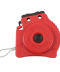 Built Tough Stainless Steel Lockout Tagout Cable Padlock Featuring Auto Retracting Safety Cord For Heavy Duty Machine Shutdown and Crew Protection On The Job Site, red safety cord mechanism.