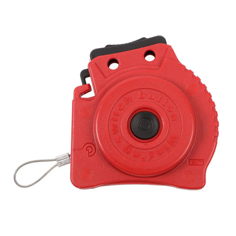 Built Tough Stainless Steel Lockout Tagout Cable Padlock Featuring Auto Retracting Safety Cord For Heavy Duty Machine Shutdown and Crew Protection On The Job Site, red safety cord mechanism.