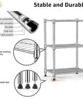 450 Lb Wire Storage Shelving Rack 3 Tier Steel Organizer For Home Kitchen Office Chrome Finish Sturdy Metal Shelving Unit