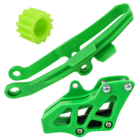 Beefed-Up Chain Guide Slider With Swingarm Roller Replacement For KX250F 2009-2020 And KX450F 2009-2018 Dirt Bikes, green plastic