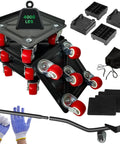 Dexmary Heavy Duty 1400 Lbs Furniture Dolly With 360 Swivel Wheels Movers Cart Featuring Five Rubber Casters For Transporting Safes, Sofas, Pianos And Fridges With Ease, showing rubber wheels and accessories.