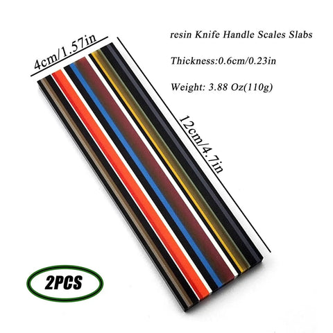 1 Pair Knife Handle Slabs For DIY Knifemaking Pearl Resin Polymer Scales And Grips Set shown with dimensions and colors