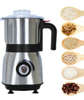 Powerful 500W Spice And Nut Grinder With 3 Stainless Steel Blades, 600ML Capacity, Dry Use, shown with various ingredients.