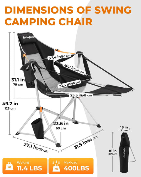 Hammock Chair With Footrest For Adults Up To 400 Lbs Heavy Duty Folding Outdoor Rocker With Cup Holder And Pillow dimensions
