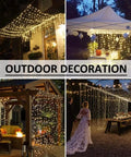Outdoor Curtain Lights 20ft x 10ft With 600 LEDs Plug In Hanging String Lights For Bedroom Or Outdoor Wedding Backdrop