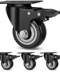 Built Tough As Nails Heavy Duty 3 Inch Polyurethane Swivel Caster Wheels With Safety Brakes Set Of 4 showing black wheel close-up.