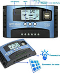 60A MPPT Solar Charge Controller 12V 24V Auto Sensing Regulator with LCD Display and Dual USB Ports