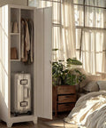 Slim Broom Storage Cabinet With Shelves And Hanging Rod Locking Door Metal Cabinet for tight spaces in room corner