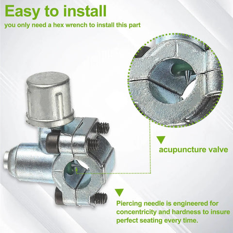 EPLZON BPV-31 refrigerator piercing valve kit, metal valve, fits 1/4–3/8 in sleeves, pack of 2