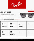 Frame size guide for Unisex RB4187F Chris Low Bridge Fit Square Sunglasses With Rubberized Black Frames And Light Grey Gradient Lenses