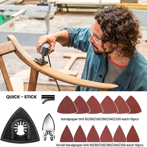CONNOO 158-pack oscillating blades kit with sanding discs 60–320 grit and quick-release base.
