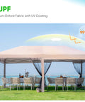 10x20 Pop Up Screened Canopy Tent With Mosquito Netting set up on a lawn, showcasing UV protection in an outdoor setting.