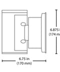 Diagram with dimensions of Dorado 35W Round LED Wall Mount Outdoor Cylinder Light 3000K White Easy On The Power Bill 90 Plus Lumens